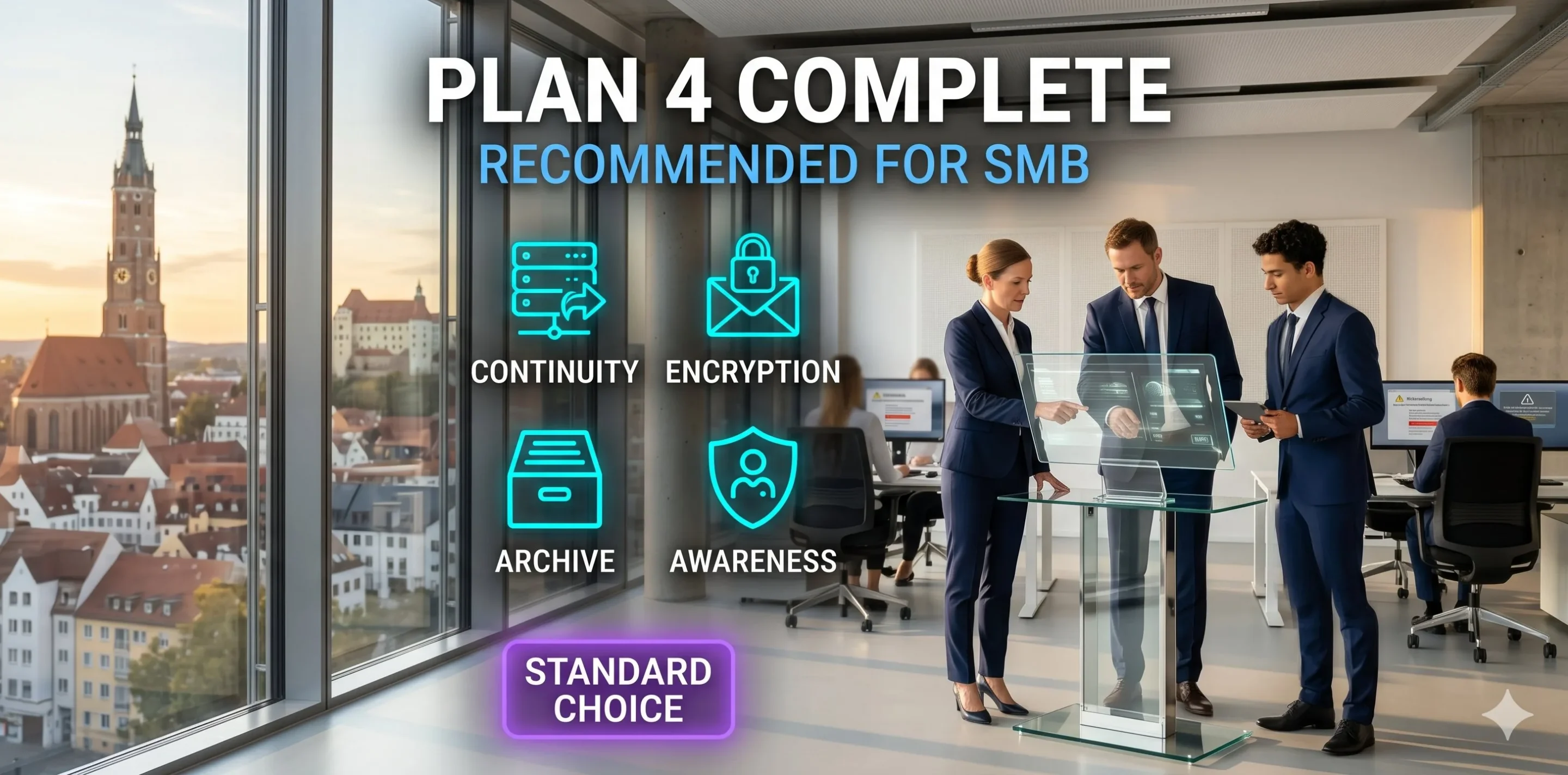 Hornetsecurity Plan 4 Empfehlung Hornetsecurity Plan 4 als Empfehlung für KMU mit Compliance Archivierung Verschlüsselung und Awareness-Training