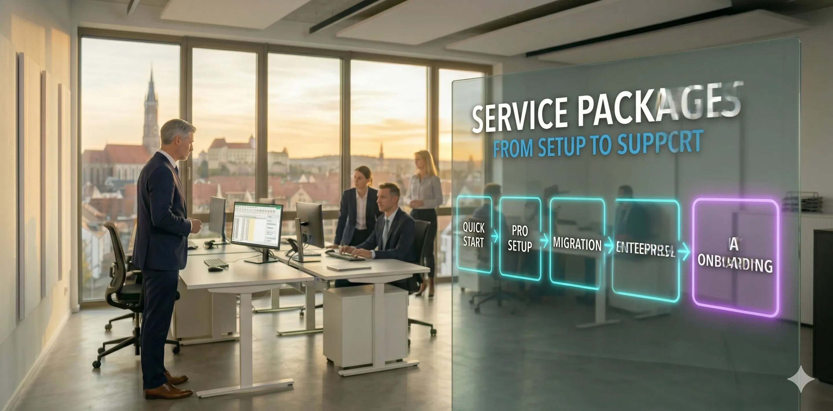 Microsoft 365 Service-Pakete von Newmountains.IT — Quick-Start Pro-Setup Migration Enterprise-Setup und Copilot Onboarding