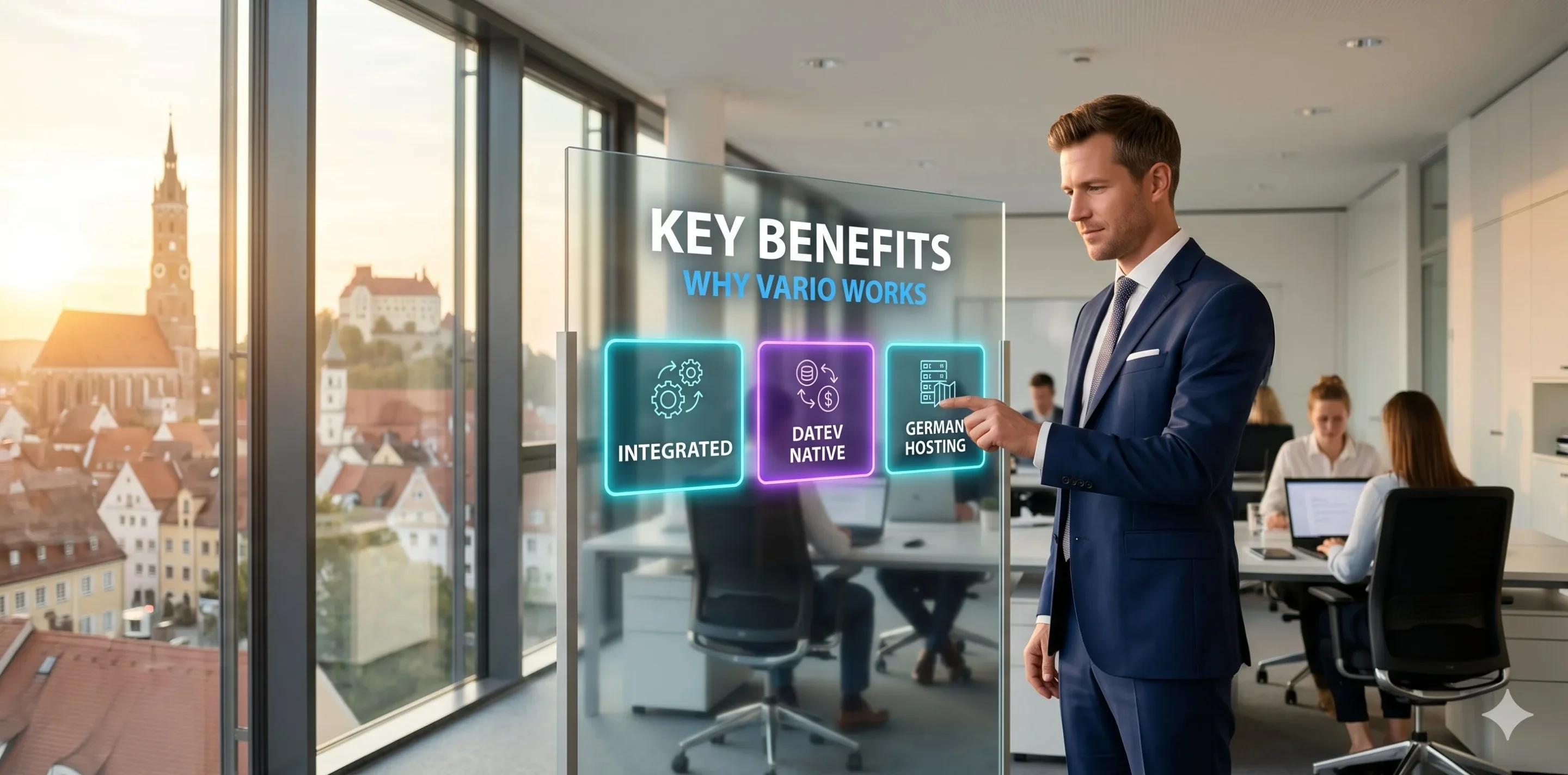 Vario Cloud Vorteile — Komplett-ERP statt Tool-Wildwuchs DATEV-Native und DSGVO-konform für deutsche KMU