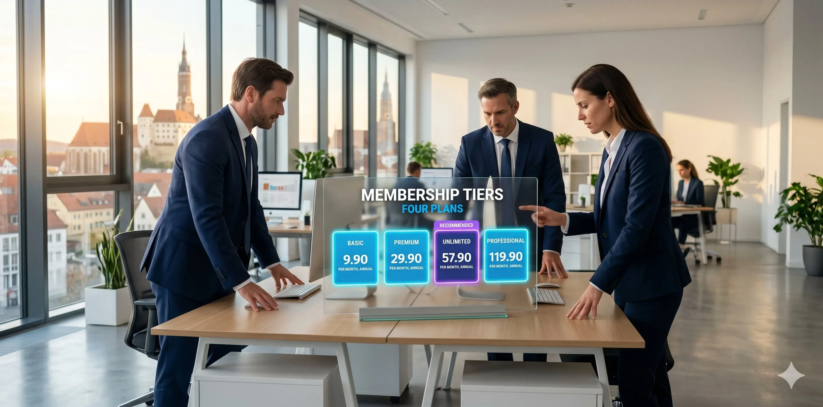 Händlerbund Mitgliedschaftspakete Basic Premium Unlimited und Professional gestaffelt nach Anzahl der Verkaufspräsenzen