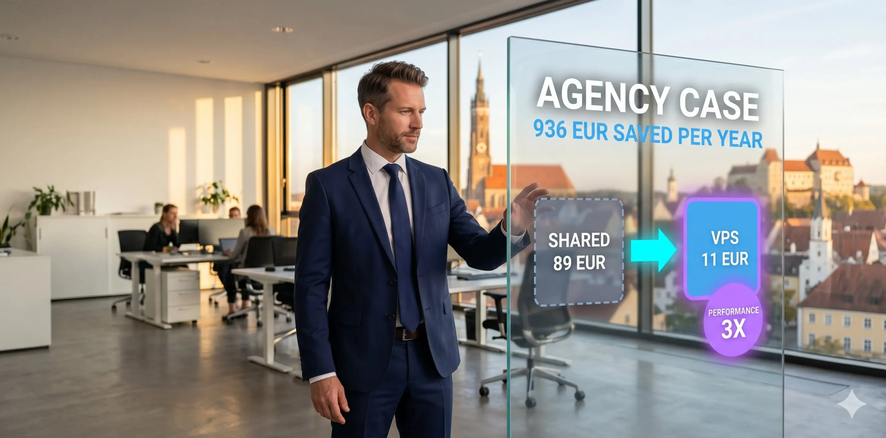 Netcup Case Study Werbeagentur mit 12 Mitarbeitern und 30 Kunden-Websites spart 936 Euro pro Jahr durch Migration